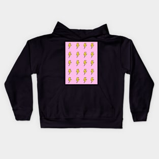 Bold Yellow Lightning Bolt Pattern on Pink Kids Hoodie